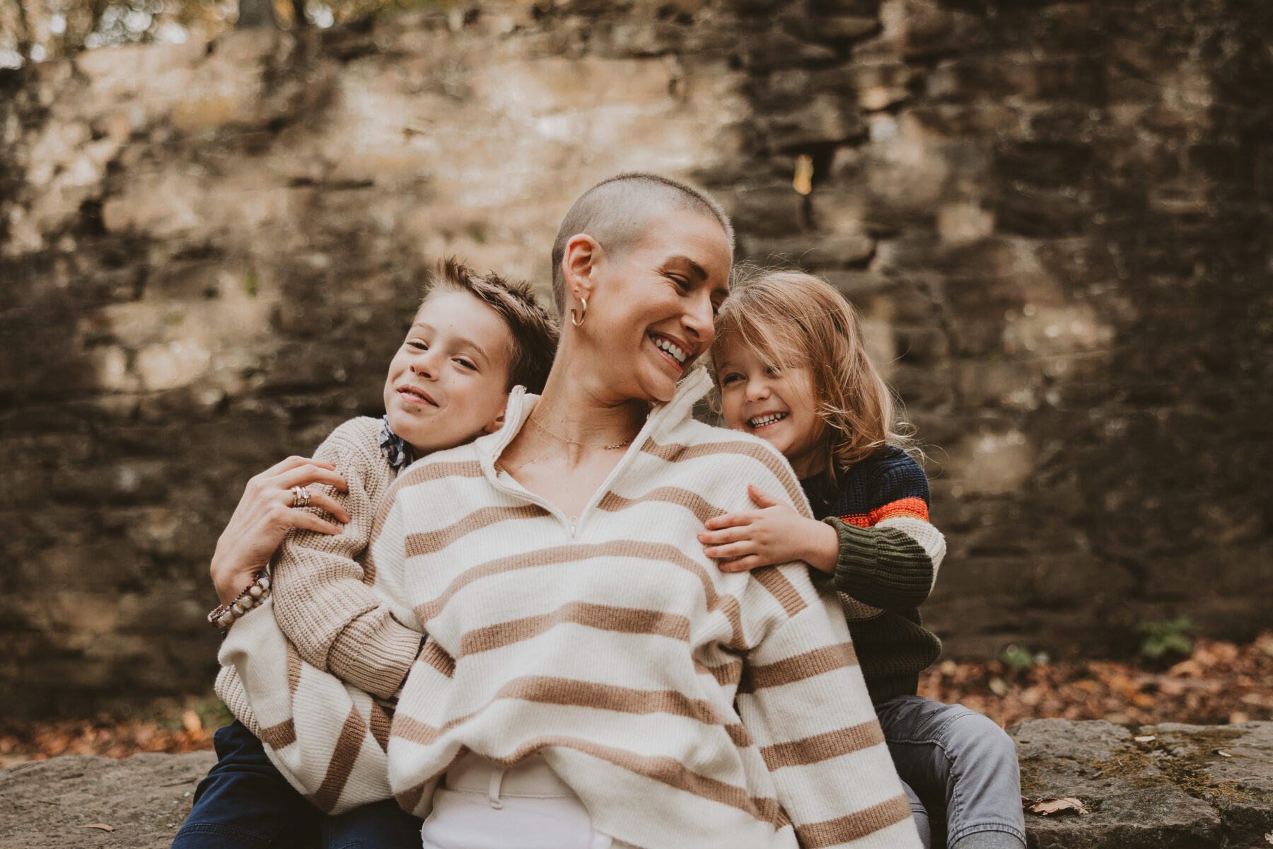 Shannon and her children smiling